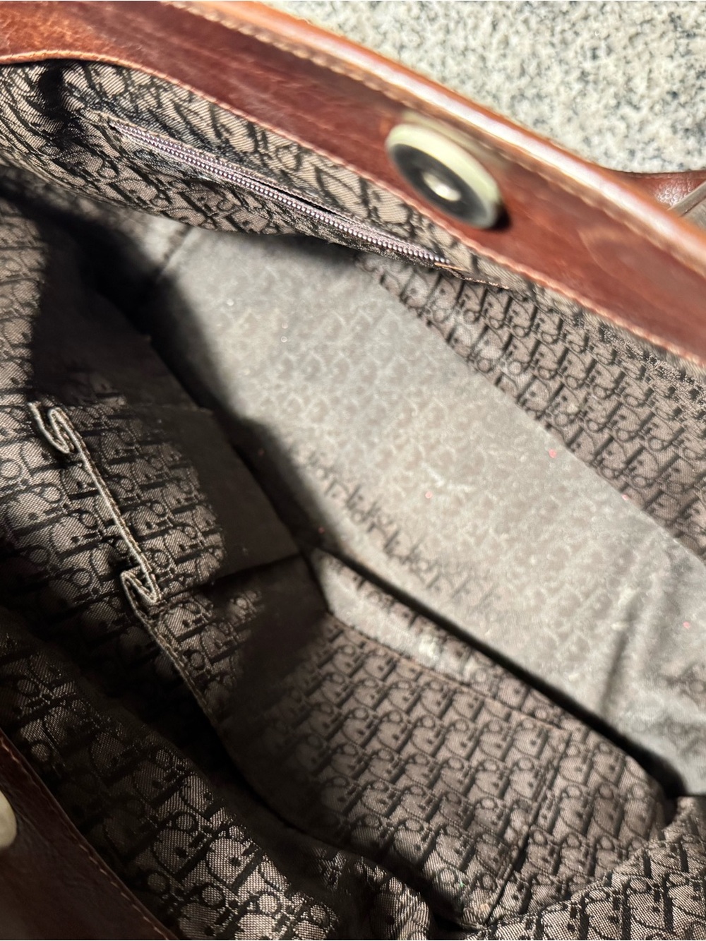 Dior Brown Leather Tote with Floral Embroidery - Picture 6 of 12